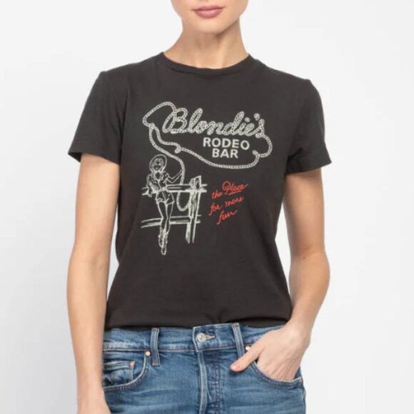 RE/DONE Blondie's Rodeo Bar Graphic Tee in Washed Black, XS NWT - Picture 1 of 7